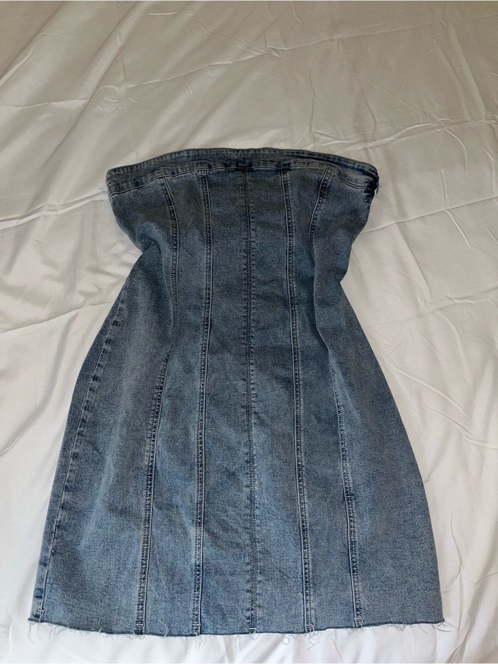 Oh Polly Strapless Denim Tube Dress - Light Blue